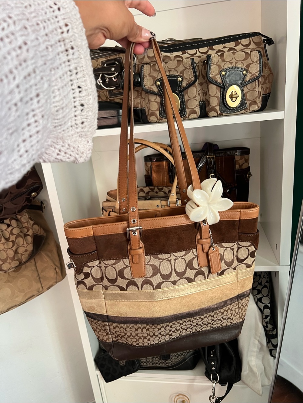 Y2K ICONIC Coach Signature Stripe Patchwork Tote - Picture 12 of 16
